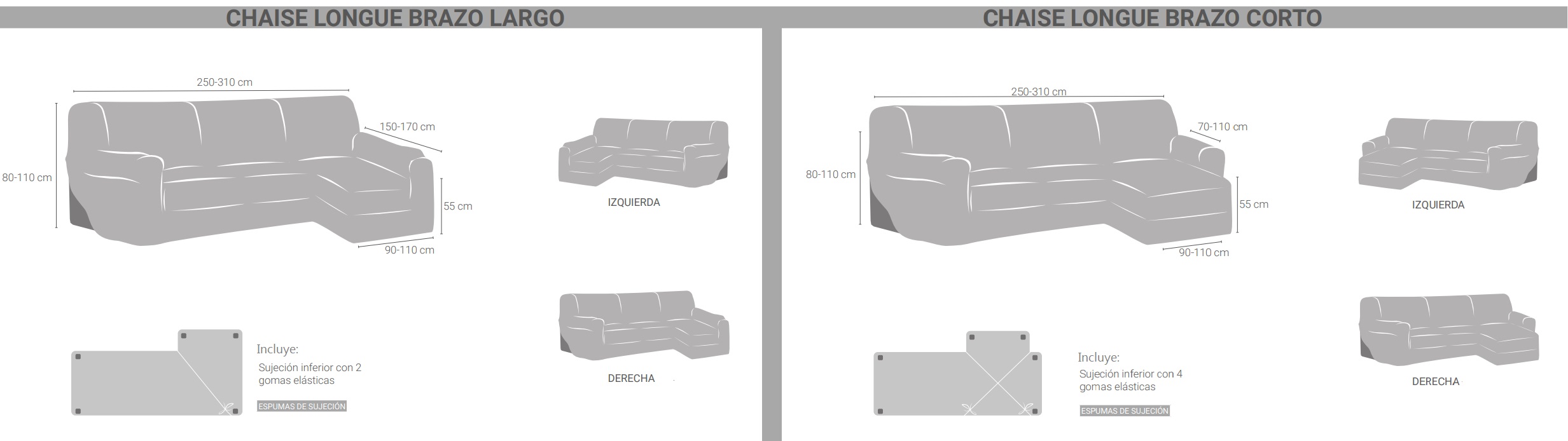 medidas funda de sofa chaiselongue ulises